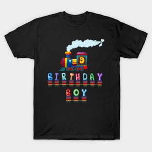 I'm 9 Birthday Boy 9th Bday Train Car Fire Truck T-Shirt